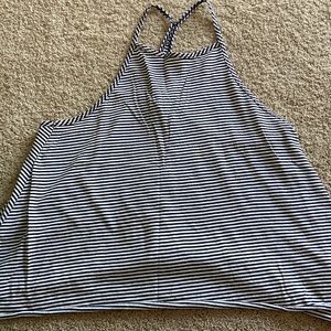 Black and white stripped high neck tank top.